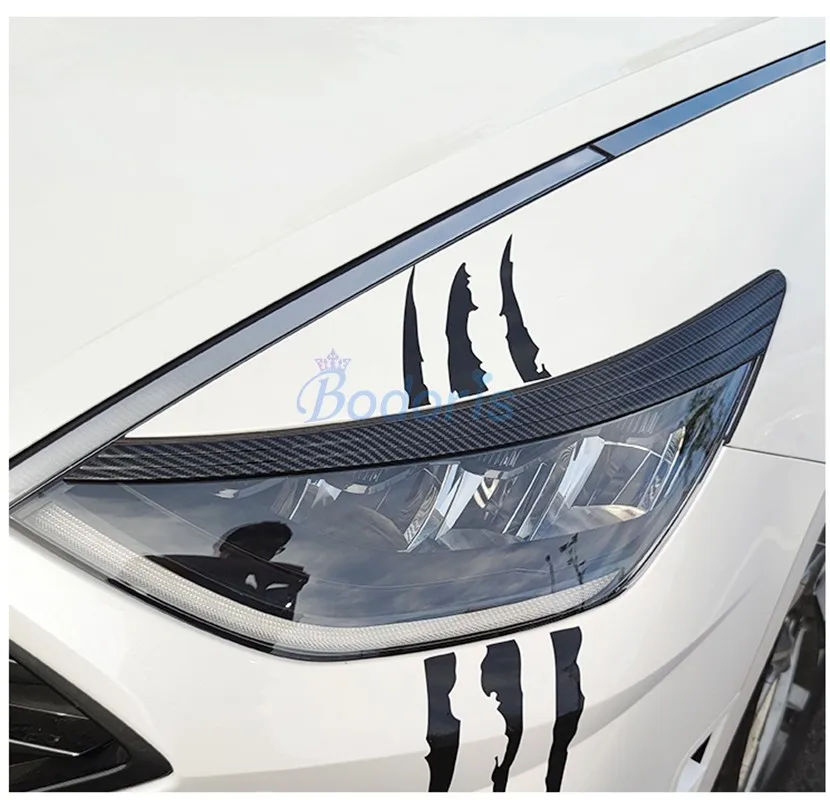 

Carbon Fiber Color Headlight Eyebrow Trim Front Light Frame Moulding Kits For Hyundai Sonata 2020 2021 Car Styling Accessories