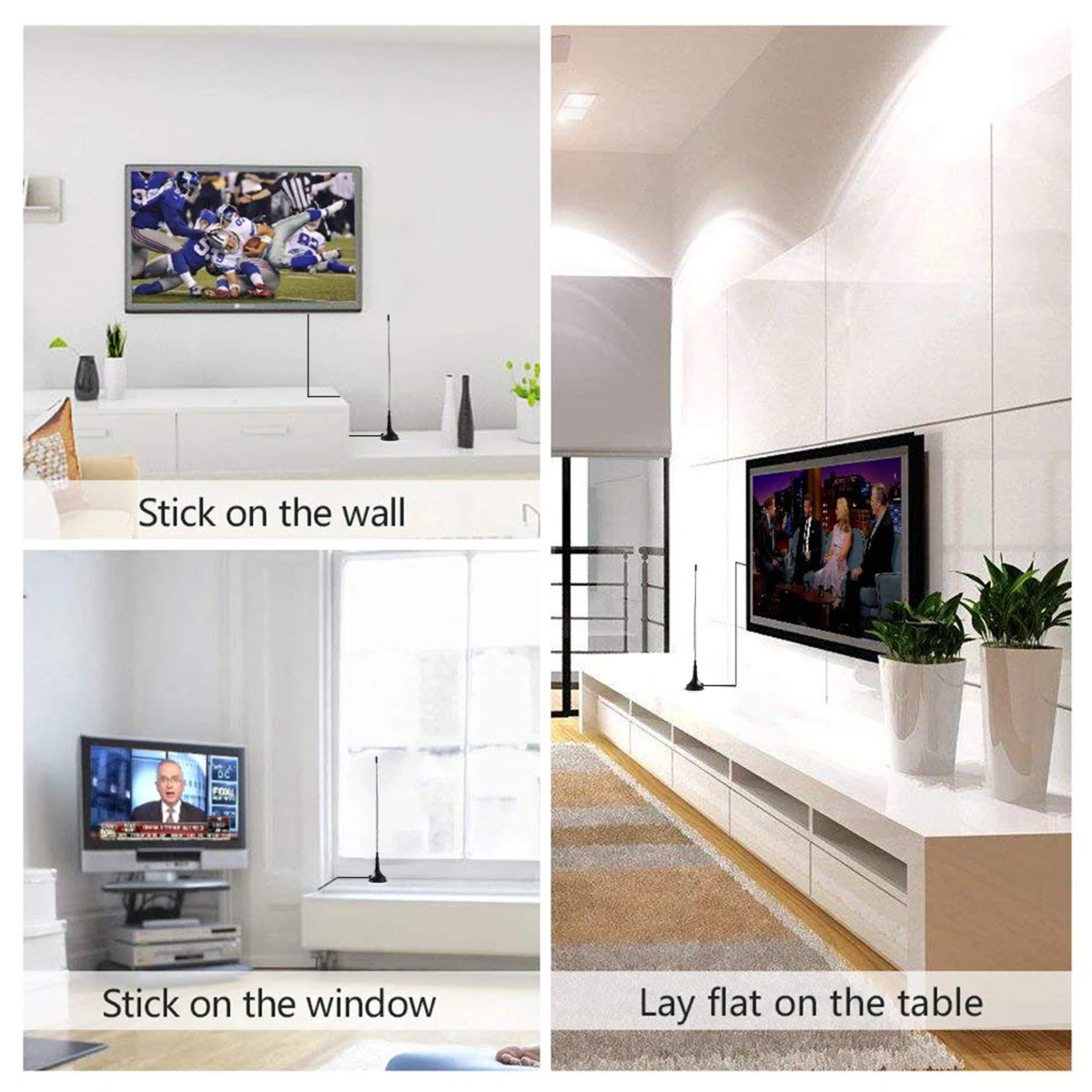 

New Portable Stick TV Antenna Indoor Outdoor Digital HD Freeview Aerial 5dBi 50 Mile 1.5m Bracket Small Antenna