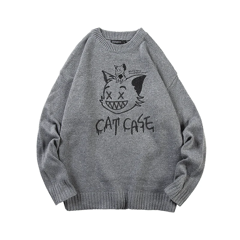 

Knitted Sweater Men Clothing Winter Harajuku Streetwear Anime Pullover Crewneck Oversize Fashion Casual Couple Male Y2k Hombres