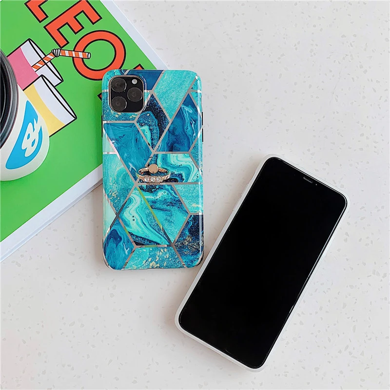 Geometric Marble Texture Phone Case For iPhone 11 case soft IMD Electroplated Cover XR XS MAX 7 8 6s Plus Coque capa | Мобильные