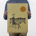 Плакат AIMEER из крафт-бумаги в стиле ретро, простой креативный силуэт Сумерки Парижа, украшение для дома, настенная живопись, 51*36 см