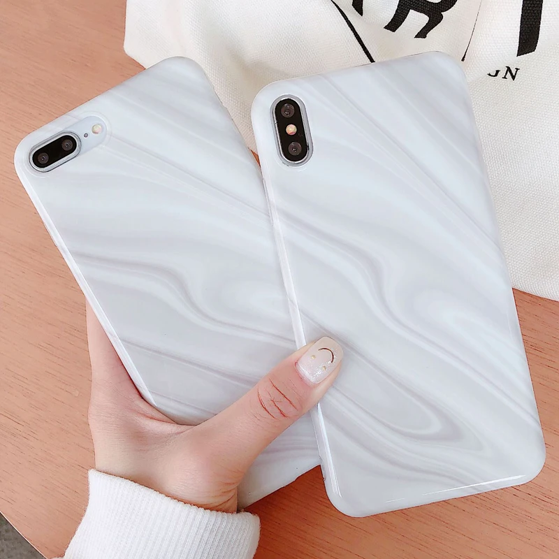 Мраморный простой узор белый чехол для телефона iPhone 6 6s 7 8 Plus X Xs XR Max TPU мягкая