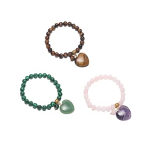 2020 bracelet gift natural stone beads rose quartzs bracelets amethysts pendant jewelry for women bracelets length 18 5cm