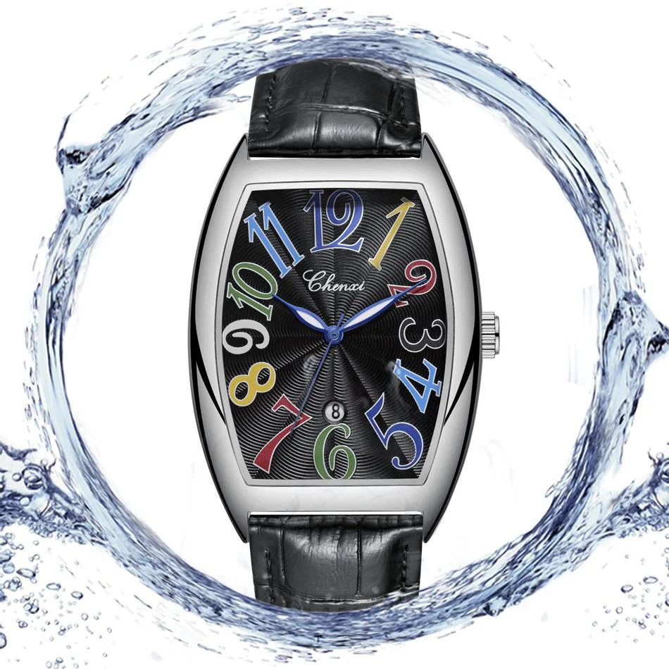 Fashion Luxury Brand Square Watch Men Tonneau Waterproof Business Quartz Leather Wrist for Clock Male erkek kol saati | Наручные часы