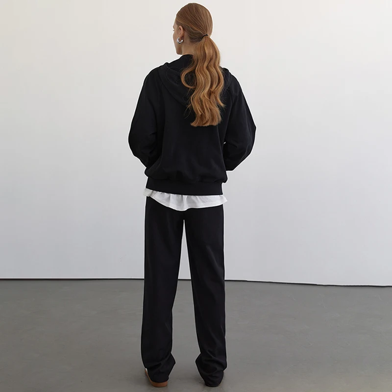 

NSMW MI Hooded Sweatshirts Women Half Zipper Design 2021 Spring Autumn Loose Fashion Leisure Cotton Sweater New Jacket A2