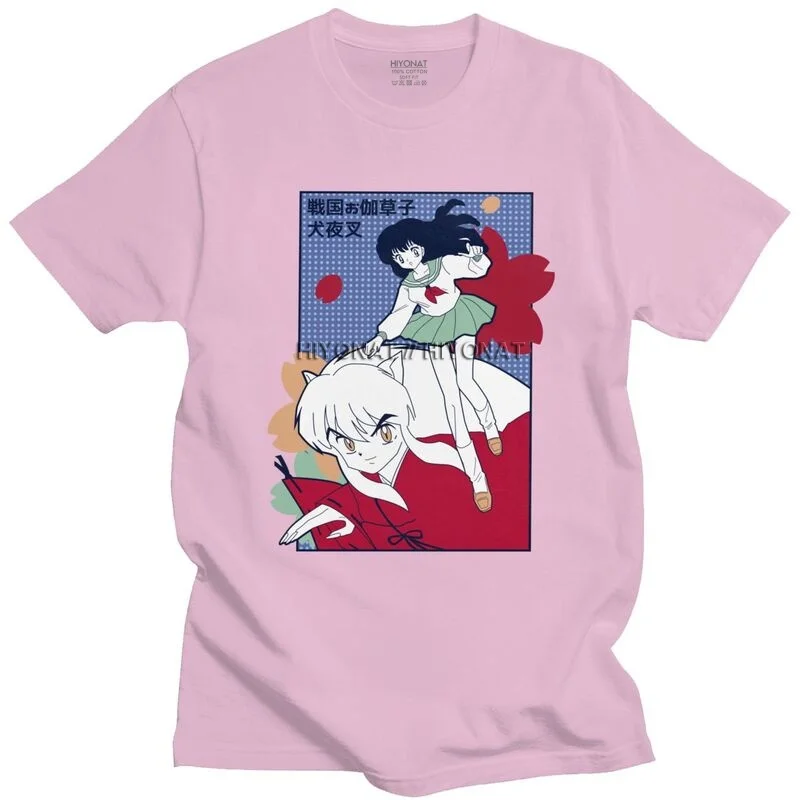 

Футболка Inuyasha Kagome, Мужская хлопковая футболка с коротким рукавом, футболка с рисунком Sesshoumaru Higurashi Kagome, футболки с рисунком Аниме Манга, одеж...