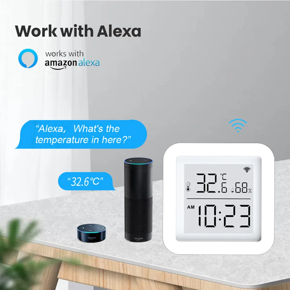 Датчик температуры и влажности Tuya Wi-Fi термометр для умного дома Alexa | Безопасность