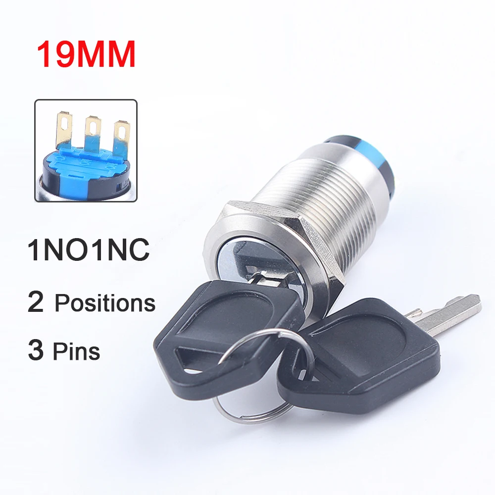

Защелкивающийся замок, 16 мм, 19 мм, 22 мм, 2 позиции, 3 положения, клавиша, металлический латунный кнопочный переключатель, 1NO1NC, 2NO2NC