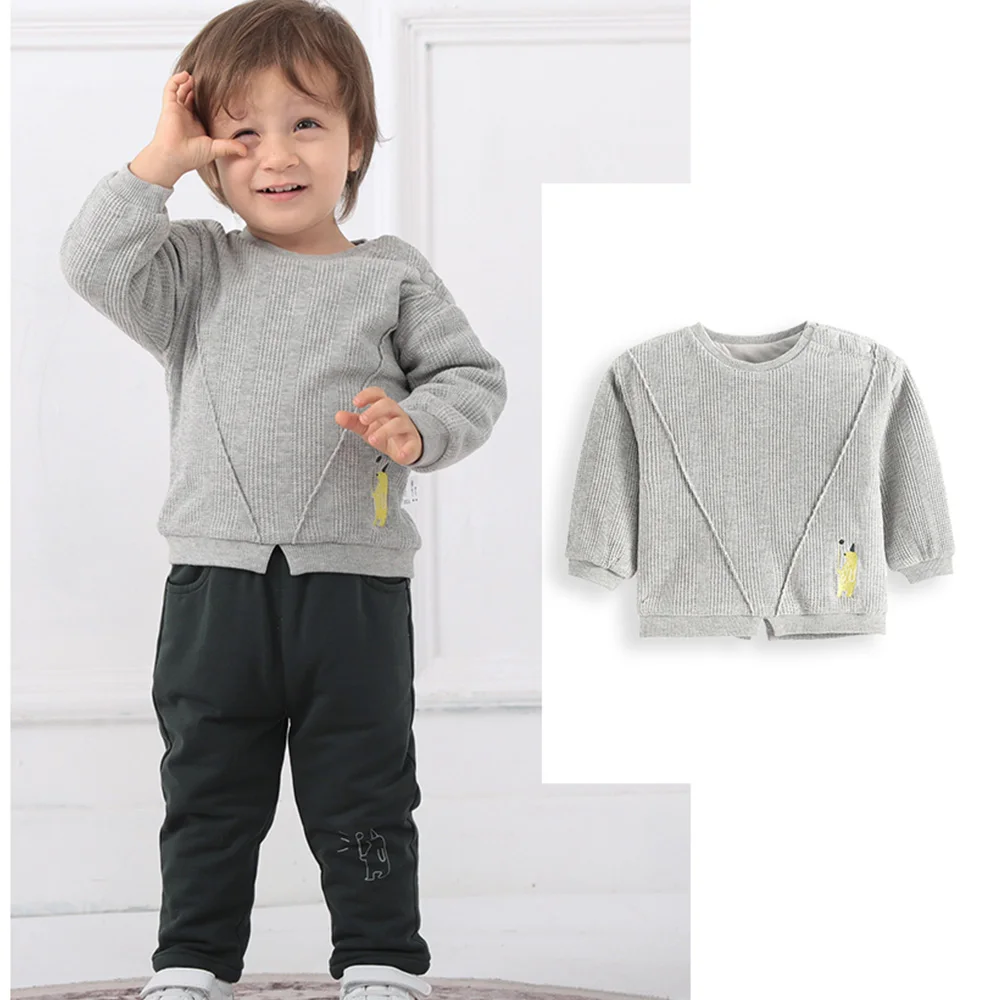 

New Autumn Winter long-sleeve for t-shirt Casual Baby Kids Boys Clothes Bottoming shirt classic Round neck External wear Tops