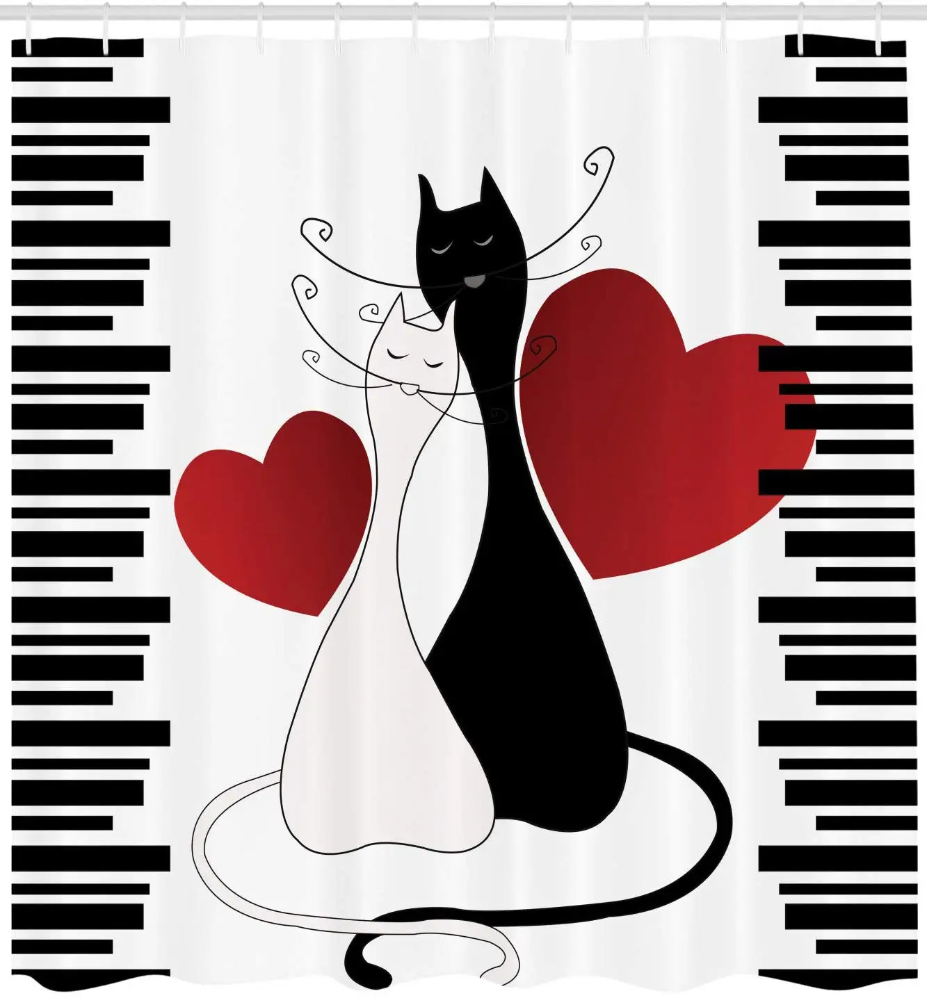 Занавеска для душа с котами романтичные котята домашних животных 2 хвоста сердца