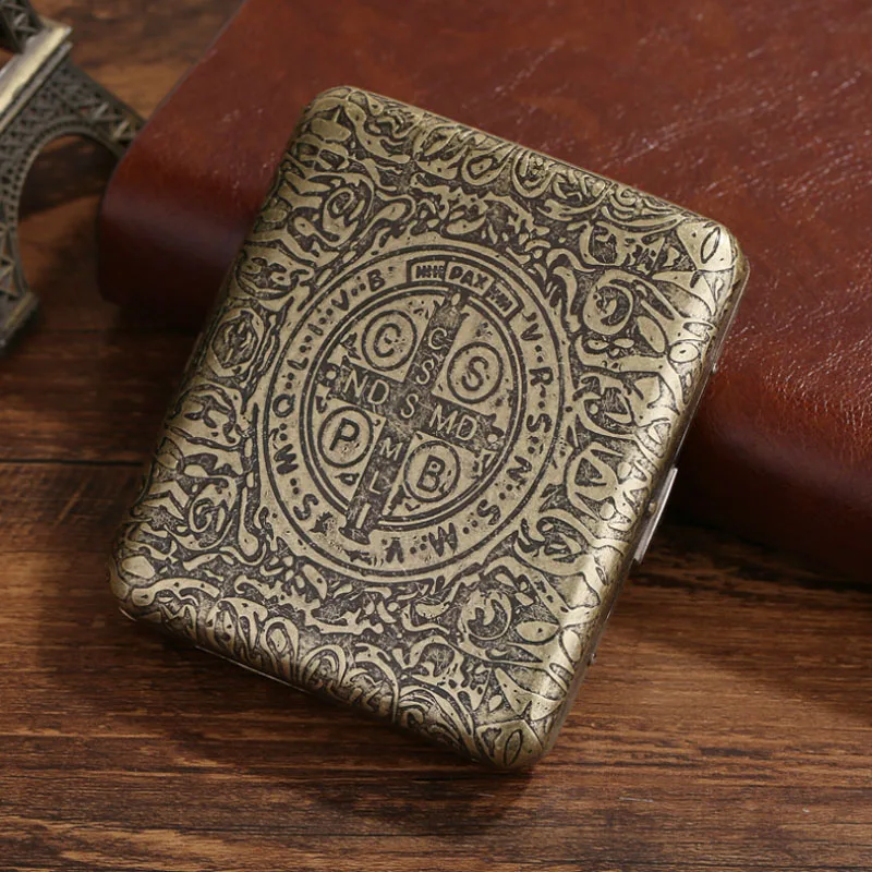 Винтажный Бронзовый чехол для сигарет Константин металлический портативный