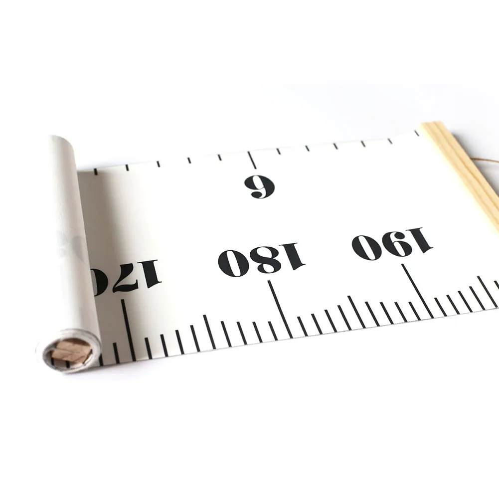 

Wooden Ruler Photography Prop Home Decoration Rollable Kids Growth Chart Simple Height Measure Hanging