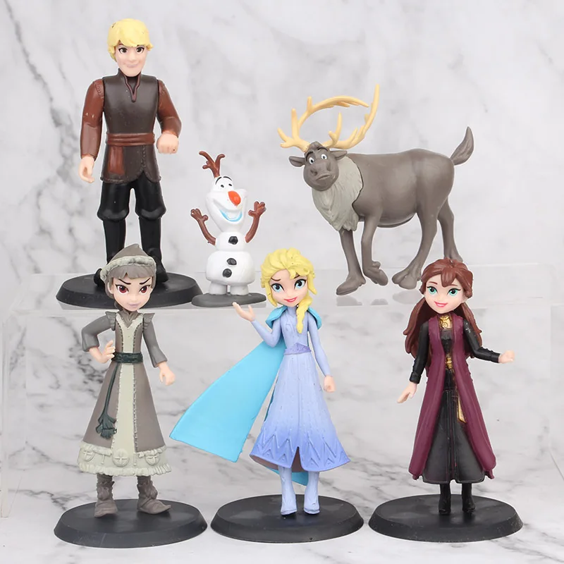

6pcs/set New Disney Frozen Princess Aisha Princess 6 models 7th generation reindeer hand model decoration children's doll toys