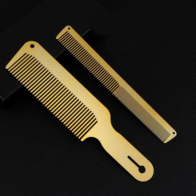 

Fashion Titanium Steel Metal Hairdressing Cutting Comb For Men Hairstyle Anti Static Heat Thin Flat Top Clipper Over Comb
