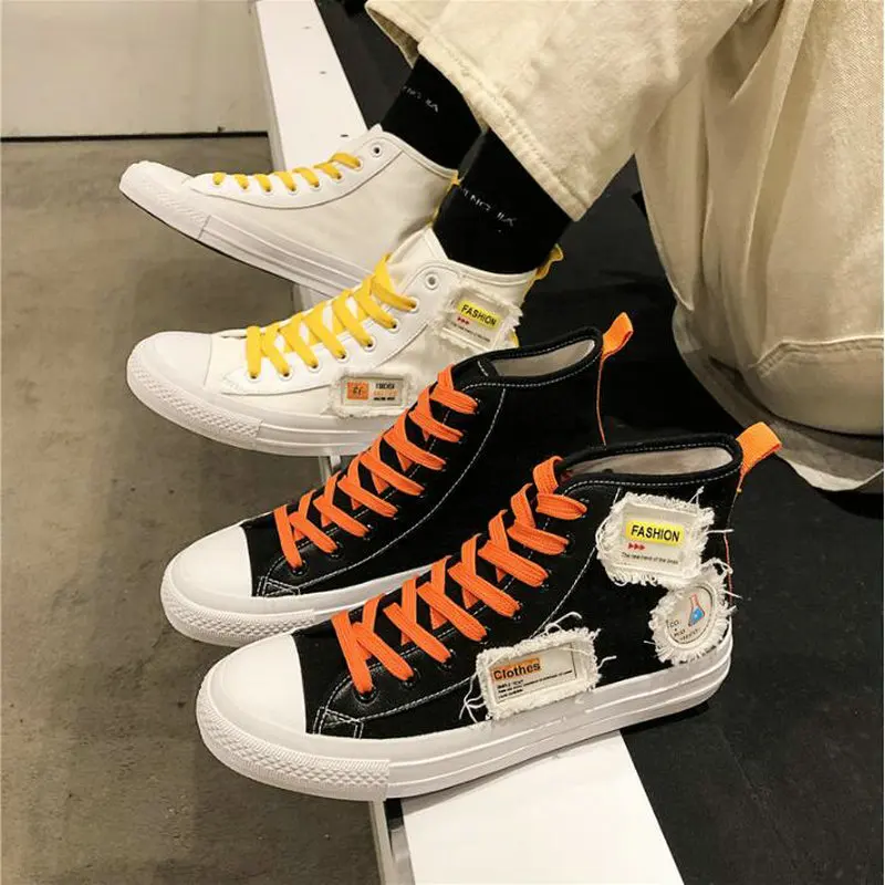 Высокие холщовые туфли на плоской подошве для студентов Брендовые мужские