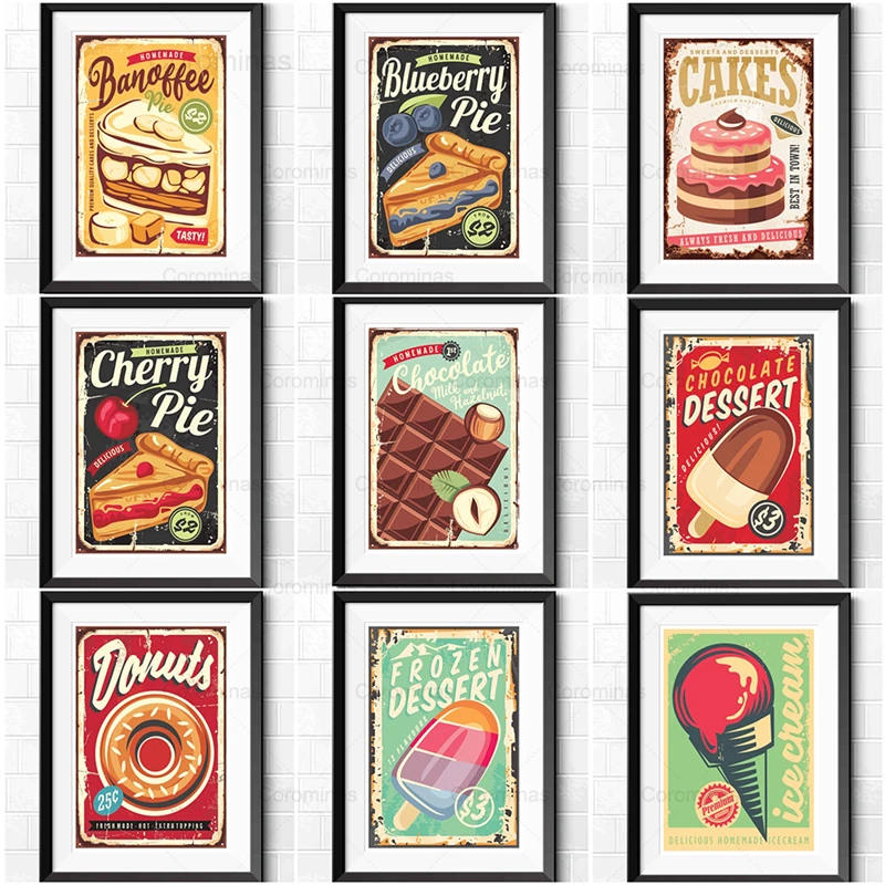 

Awesome Vintage Food Paintings Cakes Chocolate Desserts Modular Hd Posters and Prints Decorative Canvas Wall Pictures Home Decor
