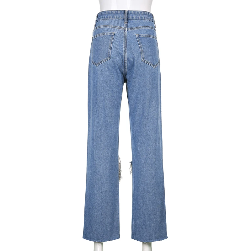 

Darlingaga Streetwear Hole Tassel High Waist Jeans Korean Fashion Ripped Denim Trousers Boyfriend Wide Leg Pants Women Vintage