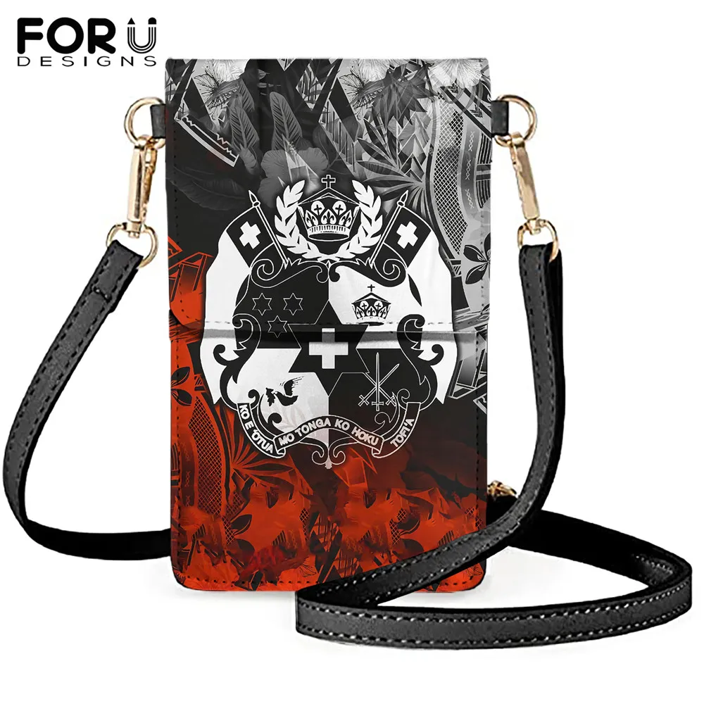 

FORUDESIGNS Vintage Mobile Phone Bags for Women Teenager Polynesian Tonga Design Leather Shoulder Bags Small Cross Coin Purse