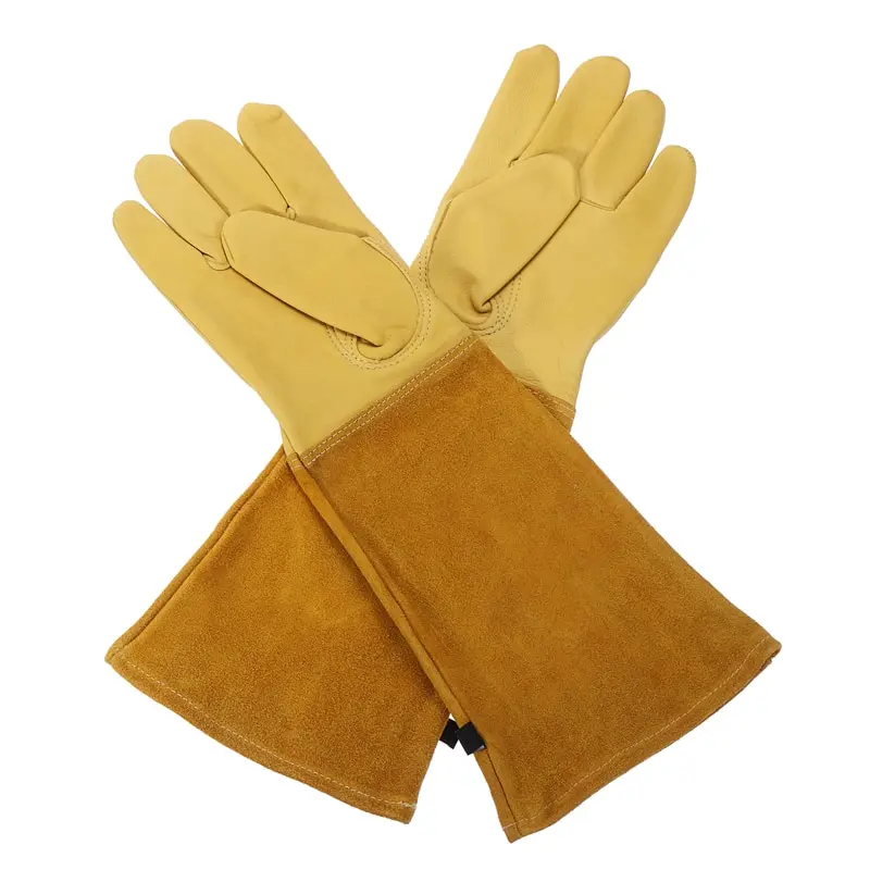 Guantes de poda de cuero para hombre y mujer, manopla de manga larga a prueba de espinillas, guantes de jardiner&iacute;a, herramientas de jard&iacute;n, Cactus y rosa-3