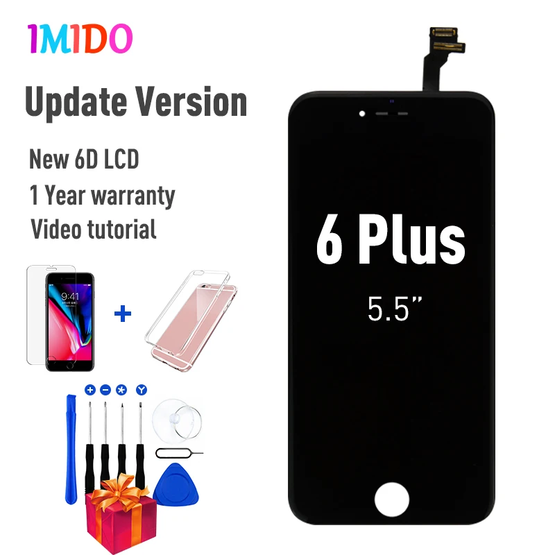 Обновленная версия ЖК-дисплей для iPhone 6 6S Plus OEM дисплей кодирующий преобразователь сенсорного экрана в сборе для iPhone 5S Замена дисплея+ подарки - Цвет: for 6 Plus Black