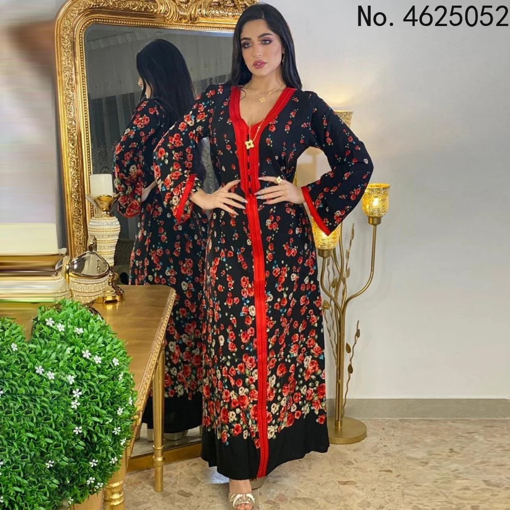 Длинное женское платье Djellaba красная Abaya в арабском стиле мусульманское для