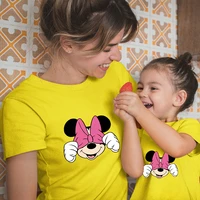 childrens clothes parents t shirt disney color painting family suit t shirts fashion couple short sleeve casual woman tee top