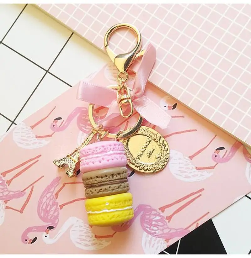 Смола Макарон брелок для ключей женская сумка макарун Шарм Франция Macarons Effiel брелоки в виде башни anahtarlik llavero