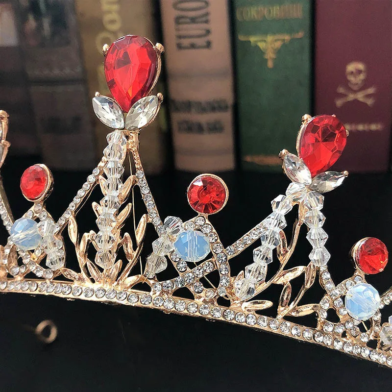 Свадебные украшения для невесты ручной работы сверкающий золотой цвет красная