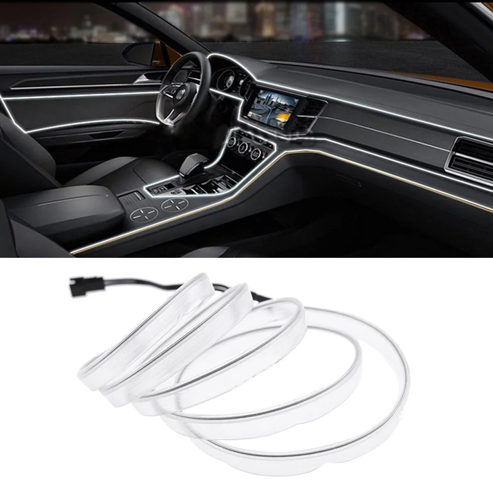 

1Pcs 2M Auto Car Interior Door Centre Console LED Interior Decorative White Atmosphere Wire Strip Light Lamp Accessories