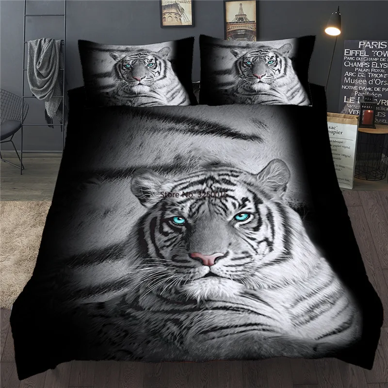 Пододеяльник с 3D рисунком животных комплект черного цвета односпальный двойной