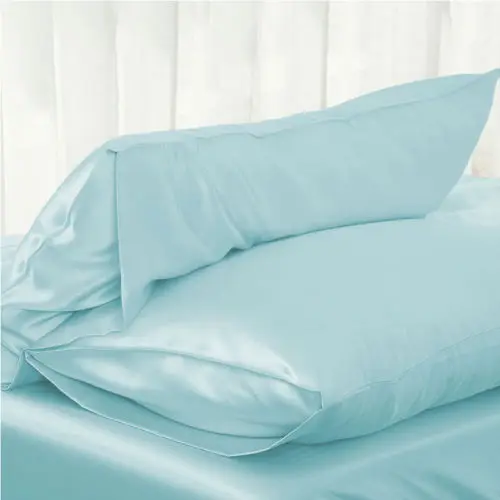 

Soft Silk Satin Pillow Cover Solid Color Smooth Queen Standard Household Bedding Pillowcase Home Textile