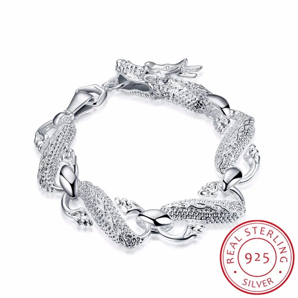 

Classic Chinese Dragon Bracelet&bangle For Men 925 Solid Silver Fine Jewelry Wholesale Aaa Quality Bracelet Pulseira Male Gift