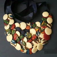 brw african wax fabric ankara button bibs chokers necklace for women gift ankara african dashiki print statement necklace wyx24