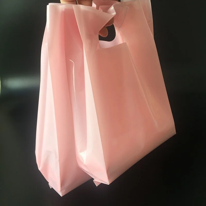 

50pcs Thick Plastic Bags 15x25x3cm Solid color Jewelry Packaging Bags Shopping Plastic Gift Bag with Handle