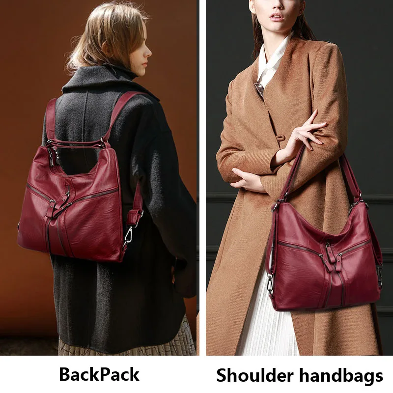 Модные женские кожаные сумки винного цвета женская сумка через плечо большая