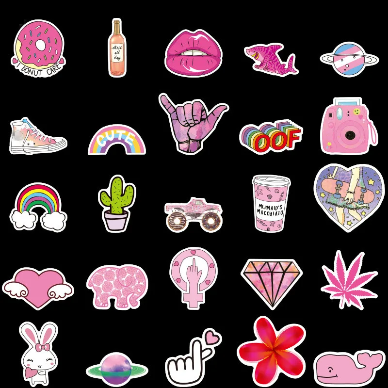50 шт kawaii vsco наклейки для девочек игрушки мультфильм Розовый водонепроницаемый