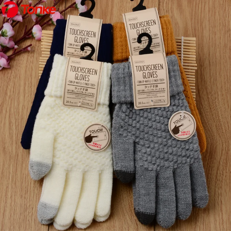 Сенсорный экран перчатки вязаные дл пар удобные и стильные уличные теплые зимние