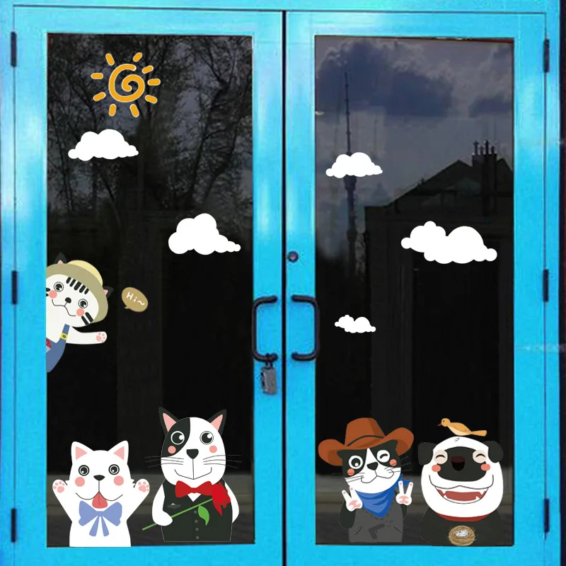 Милые настенные наклейки с собачками для детской комнаты, детского сада, декоративные мурали, мультяшные наклейки для спальни и обои.