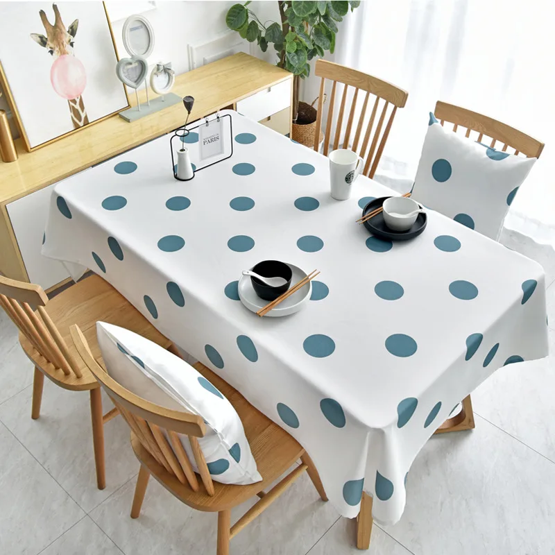 Моющаяся скатерть из хлопка и льна прямоугольная в горошек для телевизора