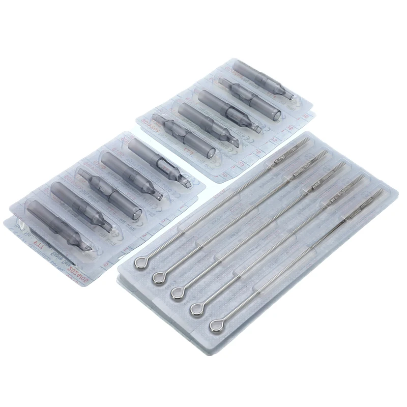 

40PCS/Set Professional RM+FT Tattoo Needles Tips Mixed Grey Tattoo Needle Disposable Plastic Tattoo Tips With Box Art Body