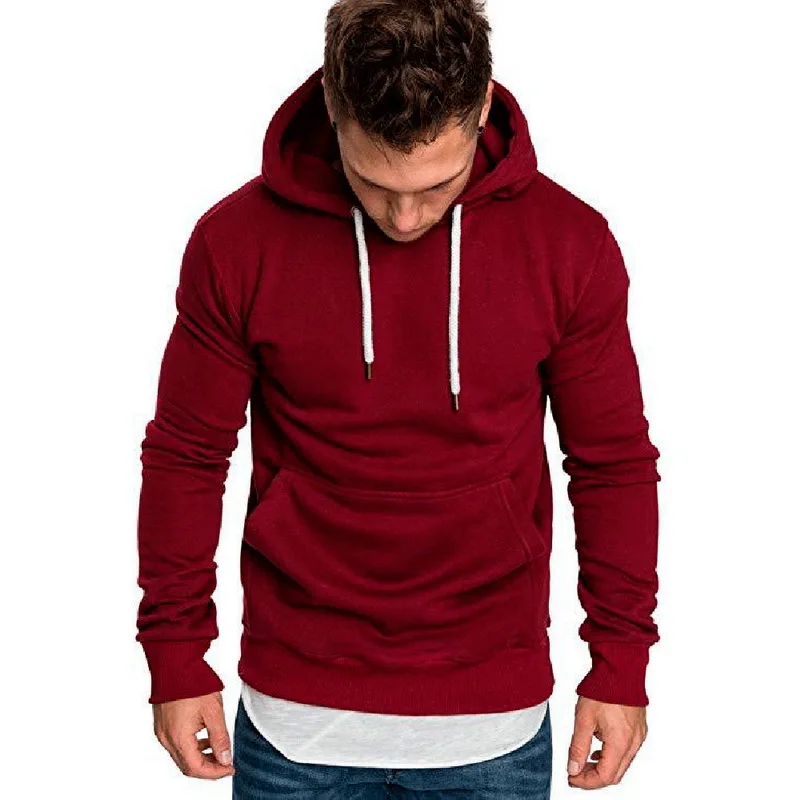 Wine Red 1 Новинка, мужские толстовки, Осень-зима, одноцветная Толстовка в стиле хип-хоп, толстовка с длинным рукавом, пуловер, джемперы и толстовки для мужчин, 3XL - Цвет: Wine Red 1