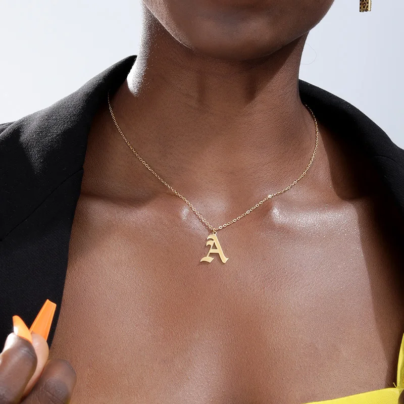 Старинное ожерелье с буквами из нержавеющей стали золотистого цвета Старое