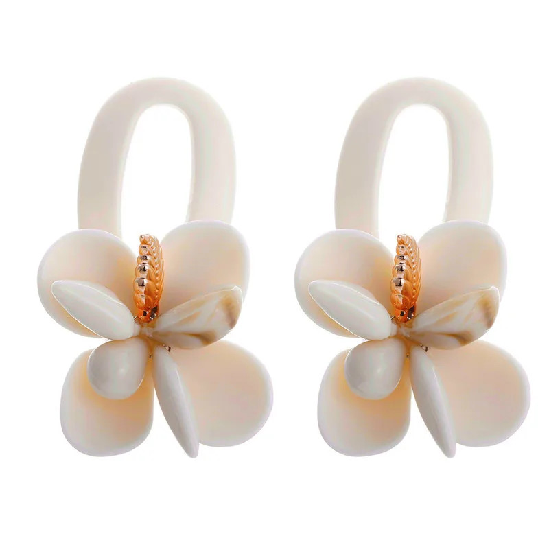 FishPeach Bohemian Big Flower Acrylic Dangle Earrings Statement Resin Drop For Women Vintage Earings Jewelry Party Gift | Украшения и