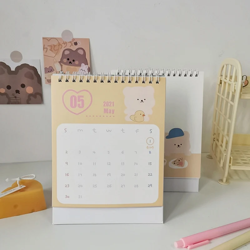 Настольный календарь с мультяшным милым медведем 2021 корейский в стиле Ins