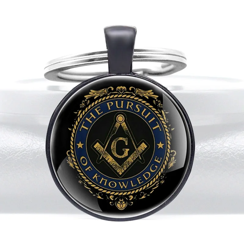 

Classic Freemason Symbol Glass Cabochon Metal Pendant Key Chain Men Women Key Ring Jewelry Gifts