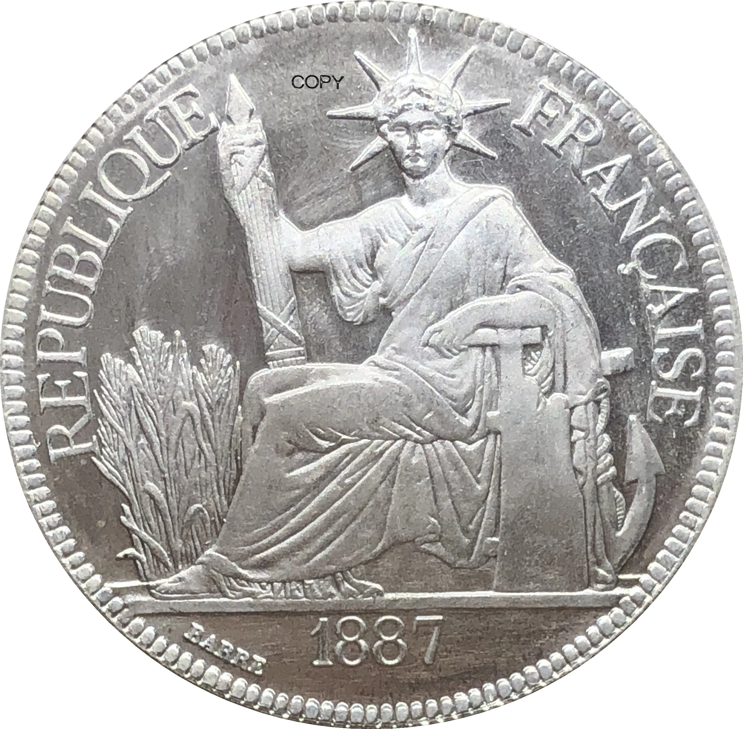 Монеты с посеребрением, французский Индокитай 1887 A 1, пиастровая коммерция