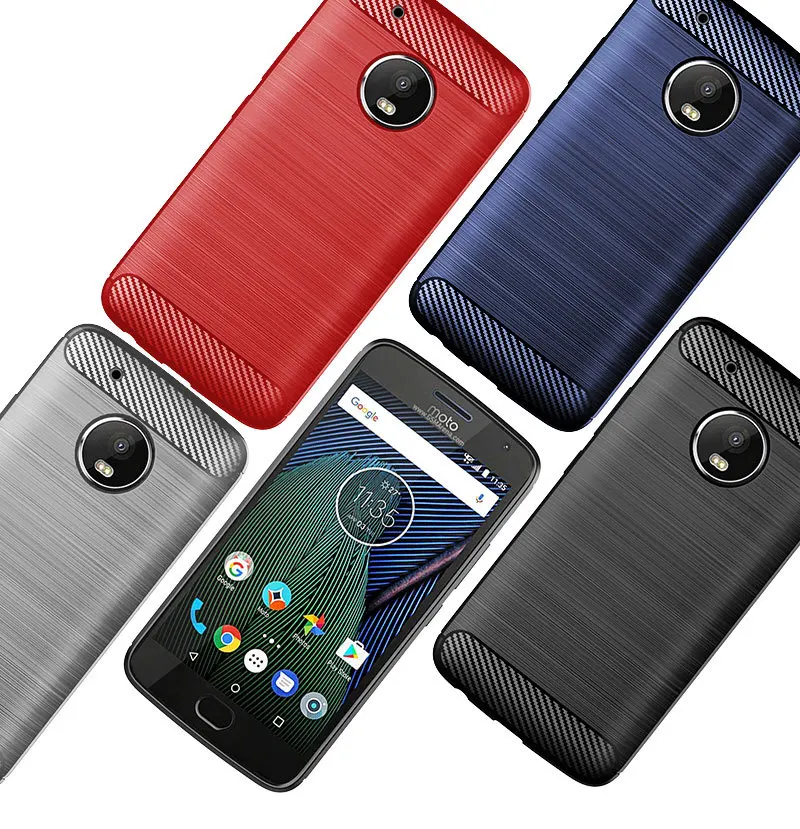 Чехол для Motorola Moto G5 G5S Plus Мягкий бампер из углеродного волокна ТПУ Силиконовая