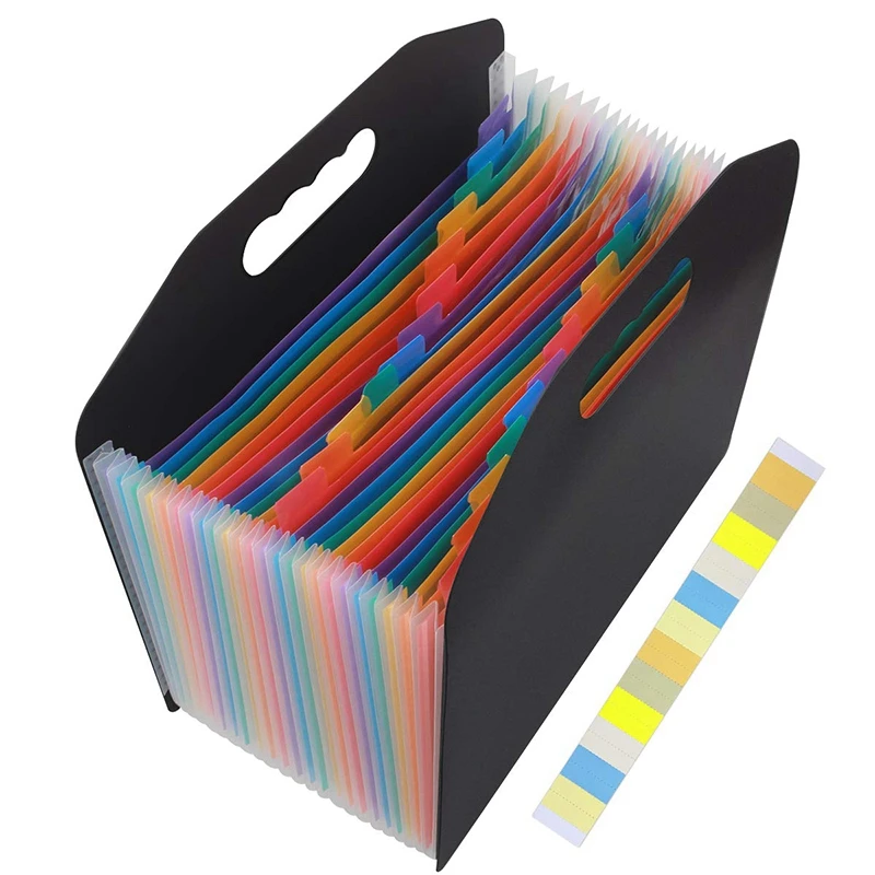 

Expanding File Folder 24 Pockets, A4 Letter Size Expandable File Organizer with Handle, Monthly Accordion Document Organize (Wit