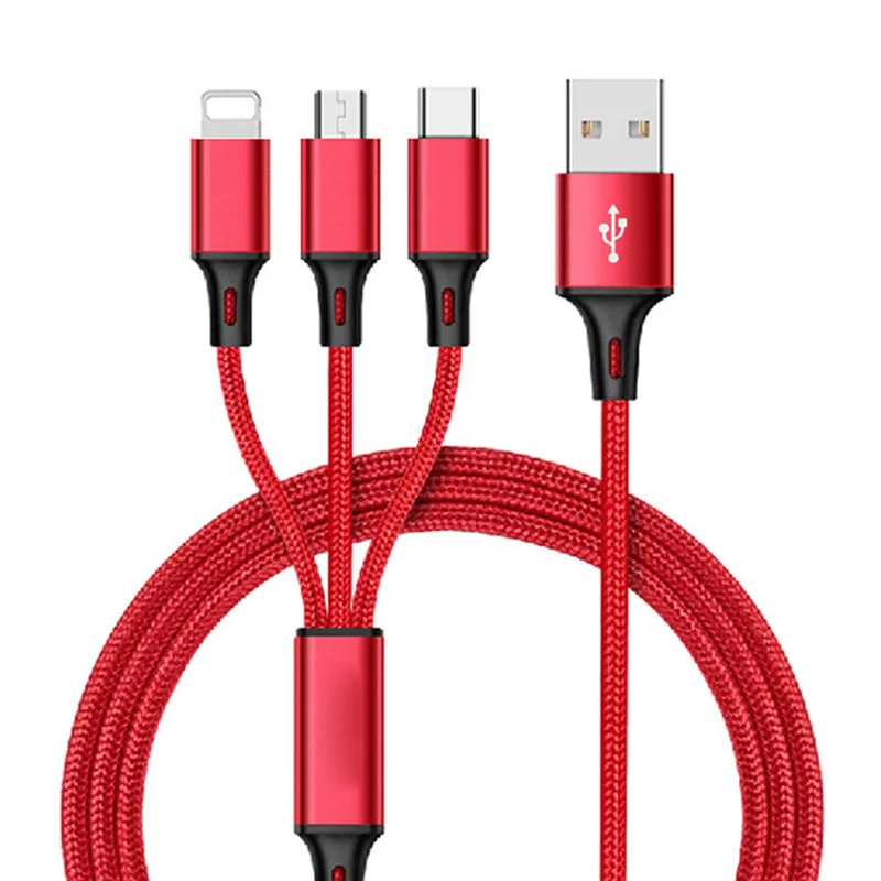 Red 3 в 1 usb зарядный кабель для мобильного телефона usb type C 3A быстрое зарядное устройство для планшета зарядный кабель USB шнур для мобильного телефона - Тип штекера: Red