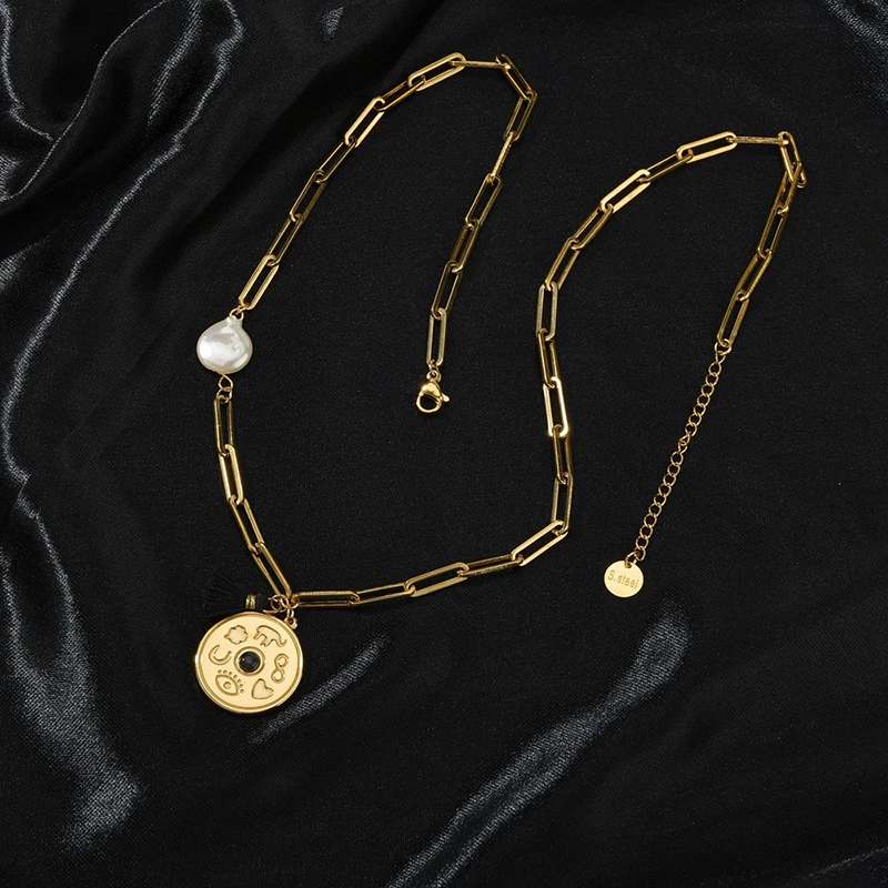 ELSEMODE винтажные ожерелья из нержавеющей стали с подвесками в виде глаза сердца